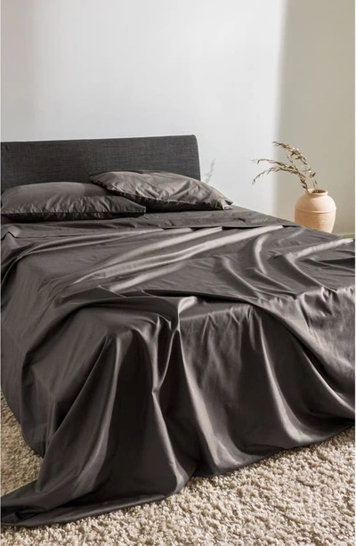 Sijo 400 Thread Count Organic Cotton Percale Sheet Set In Storm