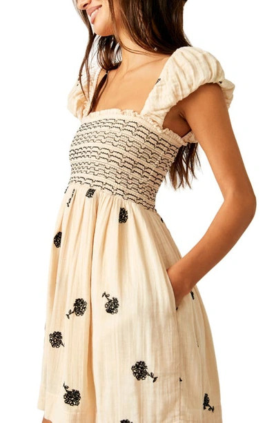 Shop Free People Tori Floral Embroidered Minidress In Tea Combo