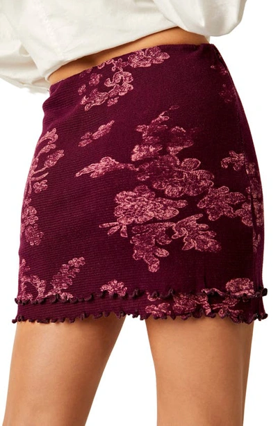 Shop Free People Poppy Floral Cotton Mesh Miniskirt In Berry Combo