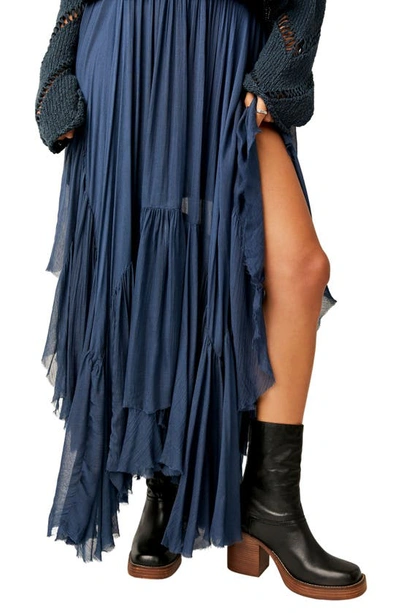 Shop Free People Clover Handkerchief Hem Maxi Skirt In Dried Indigo