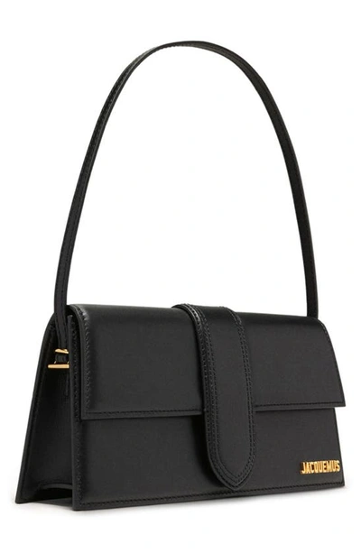 Shop Jacquemus Long Le Bambino Leather Shoulder Bag In Black