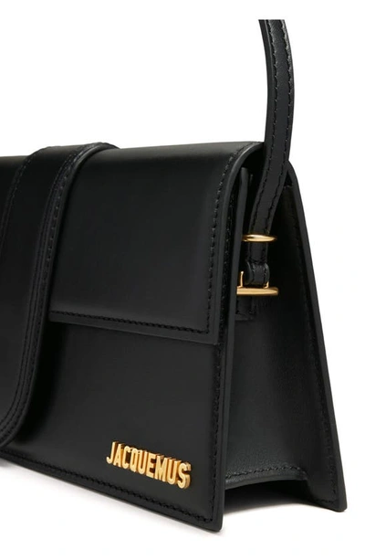 Shop Jacquemus Long Le Bambino Leather Shoulder Bag In Black