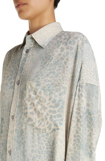 Shop Balenciaga Bleached Leopard Print Cocoon Shirt In Beige