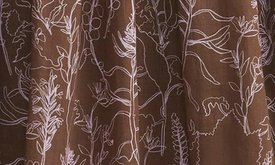 Shop Lafayette 148 Floral Print Pleated Long Sleeve Gemma Cloth Voile Midi Dress In Deep Acorn Multi
