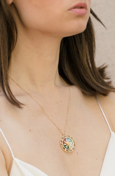 Shop L'atelier Nawbar Zodiac Wheel Pendant Necklace In Yellow Gold Multi