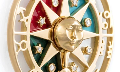 Shop L'atelier Nawbar Zodiac Wheel Pendant Necklace In Yellow Gold Multi