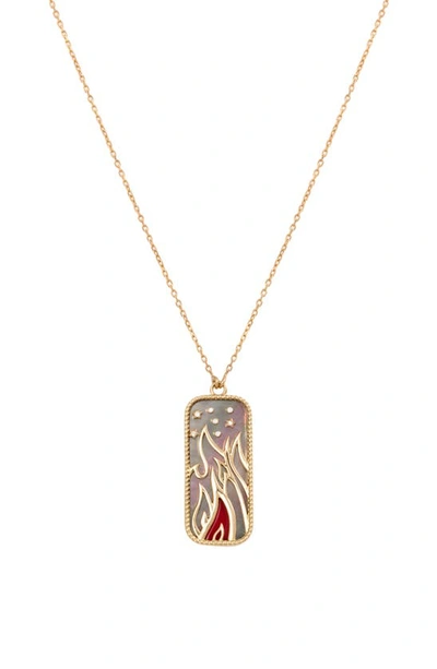 Shop L'atelier Nawbar Elements Of Love Fire Pendant Necklace In Black Pearl/ Red Coral