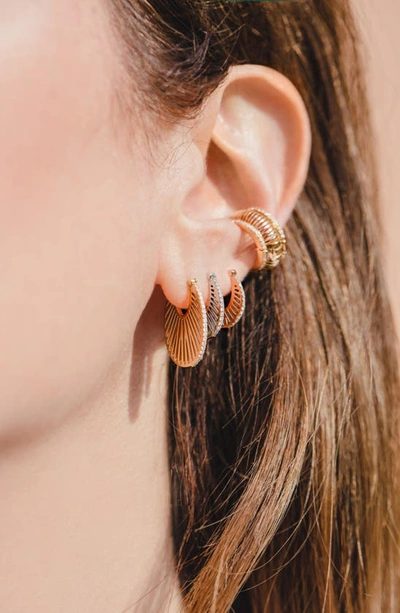 L'atelier Nawbar Flat Ray Diamond Hoop Earrings In 18ky Gold
