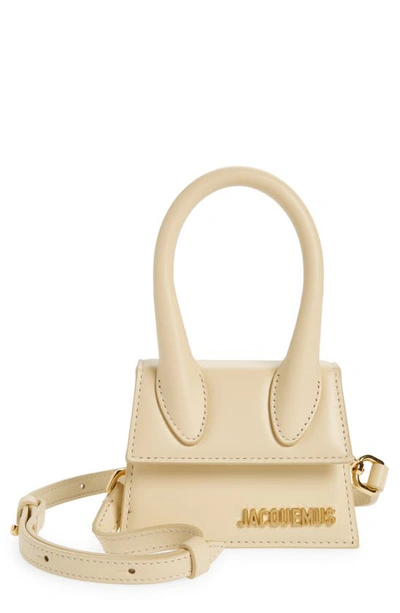 Shop Jacquemus Le Chiquito Leather Mini Top Handle Bag In Ivory