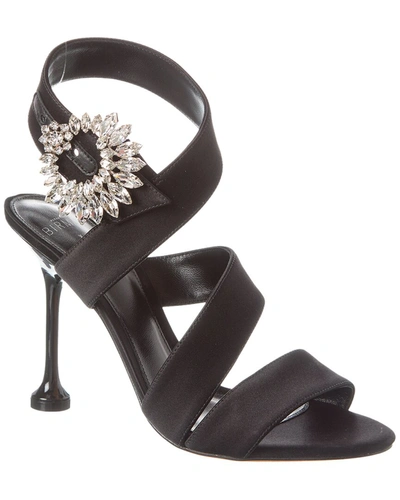 Shop Alexandre Birman Antonia Crystals Satin Sandal In Black