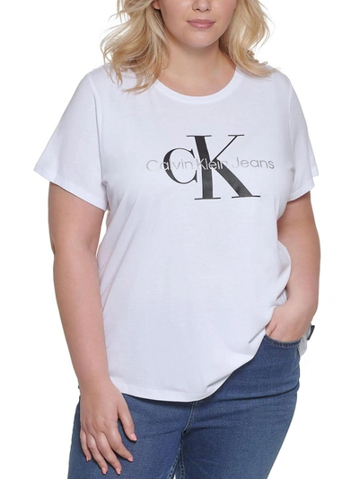 Shop Calvin Klein Jeans Est.1978 Plus Womens Logo Crewneck T-shirt In Multi