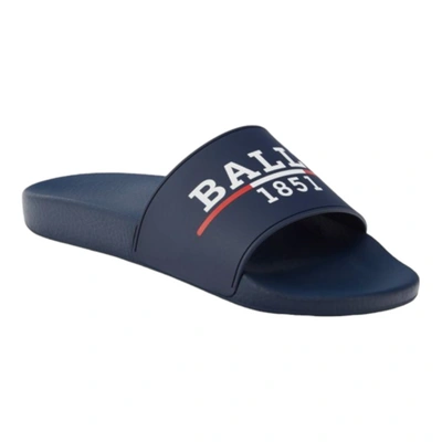 Shop Bally Samuel Men's 6238703 Ink Rubber Pool Slide Sandals In Blue