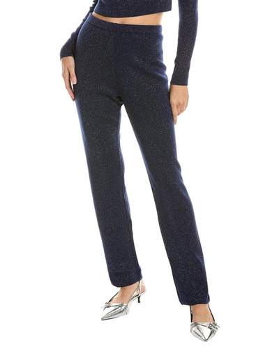 Shop Leset Zoe Lurex Cashmere & Wool-blend Straight Leg Pant In Blue