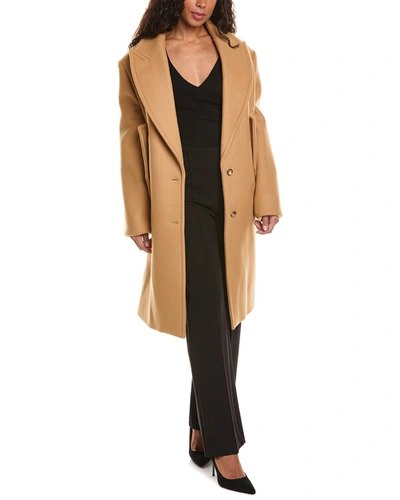 Shop Michael Kors Reefer Slit Sleeve Wool Coat In Brown