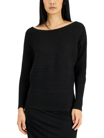 Shop Donna Karan Womens Ribbed Knit Pullover Sweater In Black