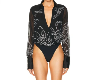 Shop Rococo Sand Poly Chiffon Body Suit In Black