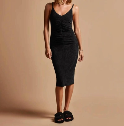Shop James Perse Ruched Velvet Cami Dress In Black
