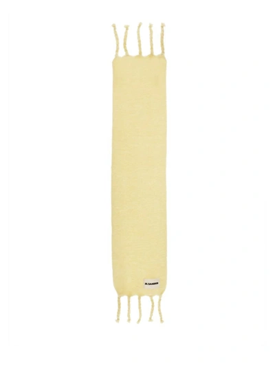 Shop Jil Sander Long Scarf With Logo In Yellow