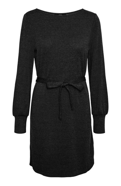 Shop Vero Moda Otea Long Sleeve Tie Waist Dress In Black