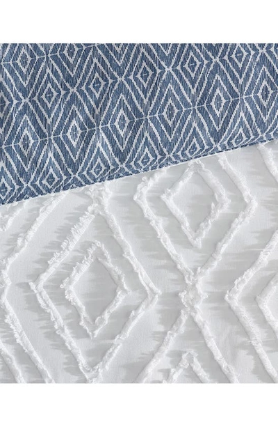 French Connection Hanwell Clipped Jacquard Comforter & Sham Set In White/ Blue