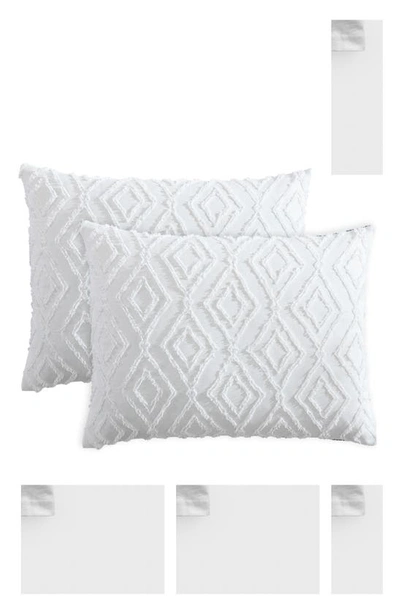 French Connection Hanwell Clipped Jacquard Comforter & Sham Set In White/ Blue
