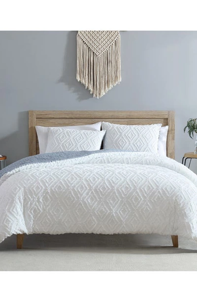 Shop French Connection Hanwell Clipped Jacquard Comforter & Sham Set In White/ Blue