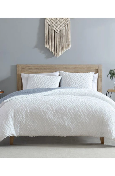 French Connection Hanwell Clipped Jacquard Comforter & Sham Set In White/ Blue