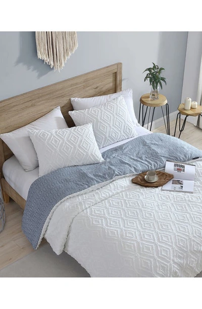 Shop French Connection Hanwell Clipped Jacquard Comforter & Sham Set In White/ Blue