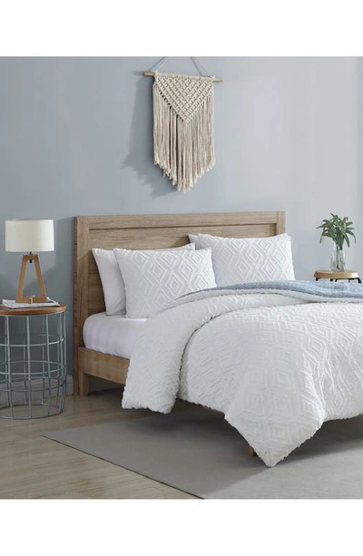 French Connection Hanwell Clipped Jacquard Comforter & Sham Set In White/ Blue