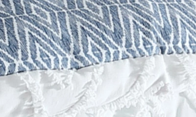 French Connection Hanwell Clipped Jacquard Comforter & Sham Set In White/ Blue