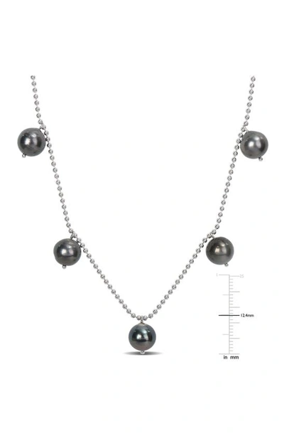 Shop Delmar Sterling Silver 8–9mm Cultured Black Tahitian Pearl Charm Necklace