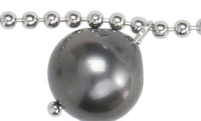 Shop Delmar Sterling Silver 8–9mm Cultured Black Tahitian Pearl Charm Necklace