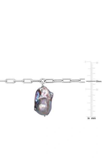 Shop Delmar Sterling Silver 13–15mm Grey Cultured Freshwater Pearl Station Necklace In Black