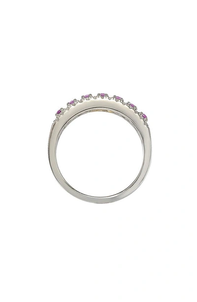Shop Suzy Levian Sterling Silver Pavé Pink Sapphire & Lab Created White Sapphire Ring