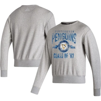 Shop Adidas Originals Adidas Heathered Gray Pittsburgh Penguins Vintage Pullover Sweatshirt In Heather Gray