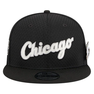 Shop New Era Black Chicago White Sox Post Up Pin 9fifty Snapback Hat