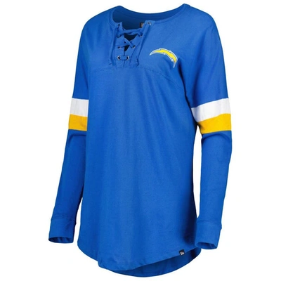 Shop New Era Powder Blue Los Angeles Chargers Athletic Varsity Lightweight Lace-up Long Sleeve T-shirt