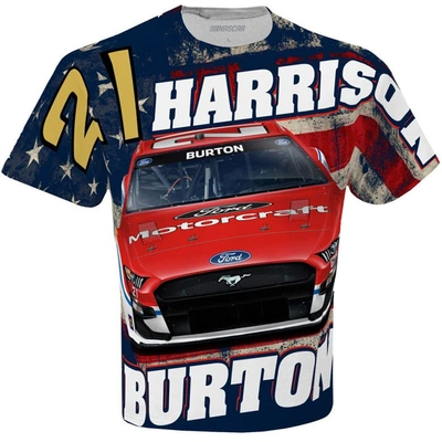 Shop Checkered Flag White Harrison Burton Motorcraft Sublimated Patriotic Total Print T-shirt