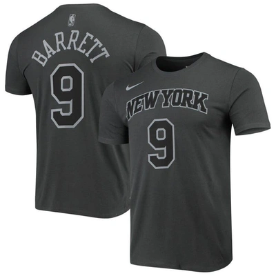 Shop Nike Rj Barrett Gray New York Knicks Icon Performance T-shirt In Anthracite