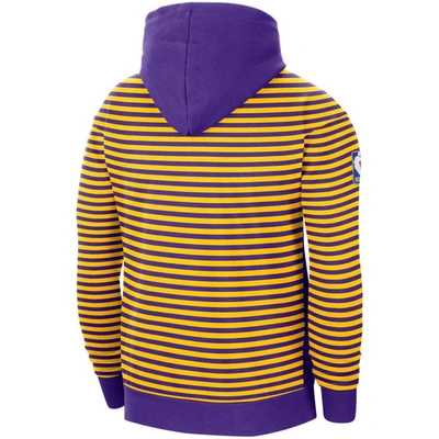Shop Nike Gold/purple Los Angeles Lakers 75th Anniversary Courtside Striped Pullover Hoodie