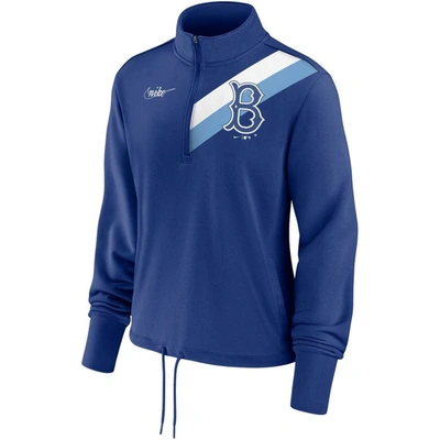 Shop Nike Royal Brooklyn Dodgers Cooperstown Collection Rewind Stripe Performance Half-zip Pullover