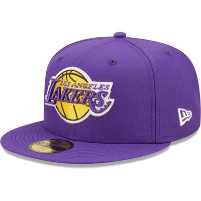 Shop New Era Purple Los Angeles Lakers 17x Nba Finals Champions Pop Sweat 59fifty Fitted Hat