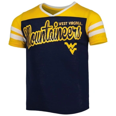 Shop Colosseum Girls Youth  Navy West Virginia Mountaineers Practically Perfect Striped T-shirt