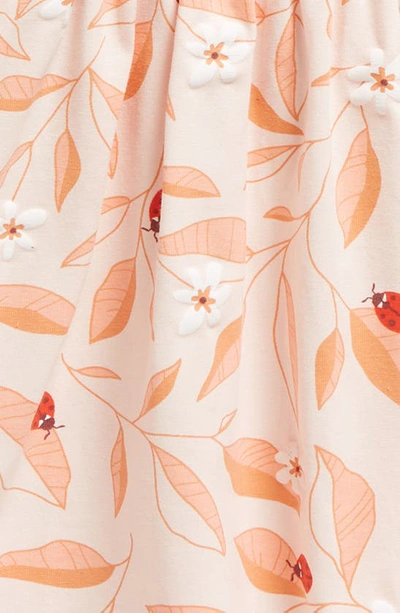 Shop Tiny Tribe Ladybug Print Long Sleeve Cotton Knit Dress In Blush