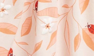 Shop Tiny Tribe Ladybug Print Long Sleeve Cotton Knit Dress In Blush