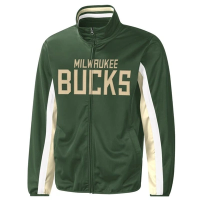 Shop G-iii Sports By Carl Banks Hunter Green Milwaukee Bucks Contender Wordmark Full-zip Track Jacket