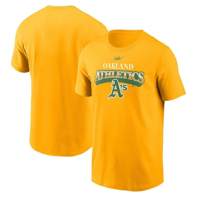 Shop Nike Gold Oakland Athletics Cooperstown Collection Rewind Arch T-shirt