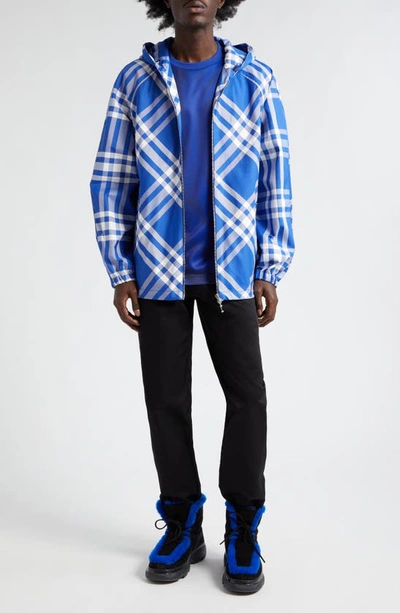 Shop Burberry Check Nylon Hooded Jacket In Knight Ip Check