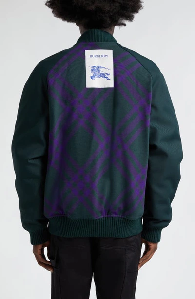 Shop Burberry Reversible Bomber Jacket In Deep Royal Ip Check