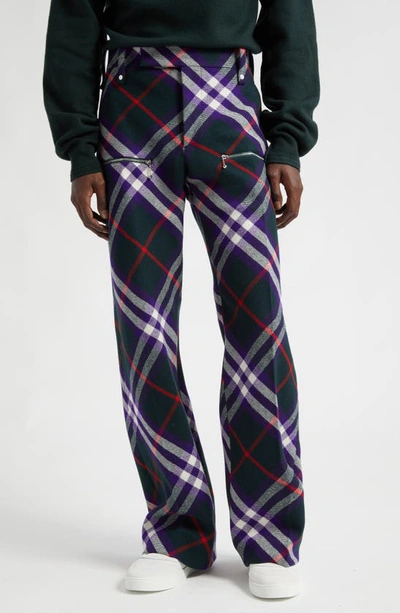 Shop Burberry Check Virgin Wool Pants In Vine Ip Check